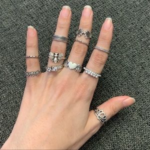 Vintage Design Silver Iron Alloy Rings